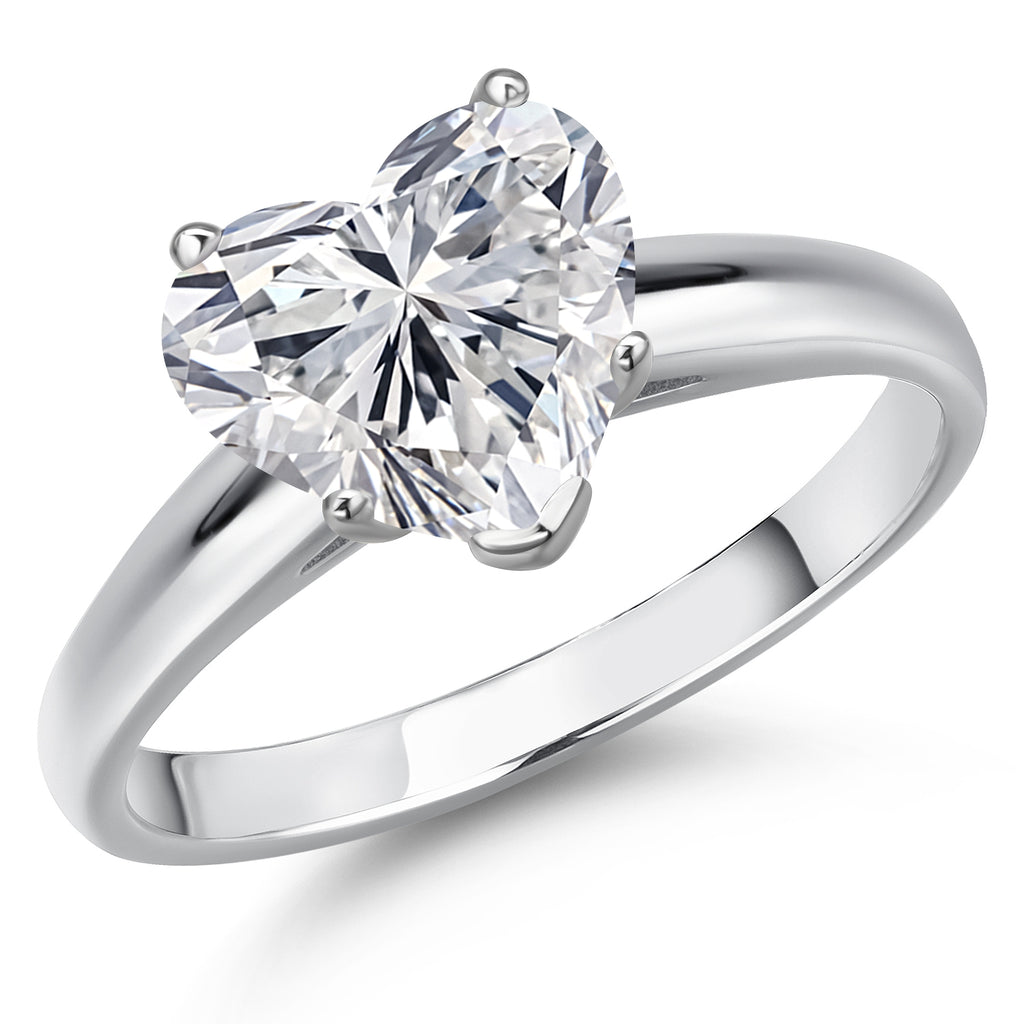 7_2.00 Ct 14K White Gold IGI Certified Lab Grown Diamond Engagement Ring For Women | Heart Shape | E-F Color | VS1-VS2 Clarity | Size 7