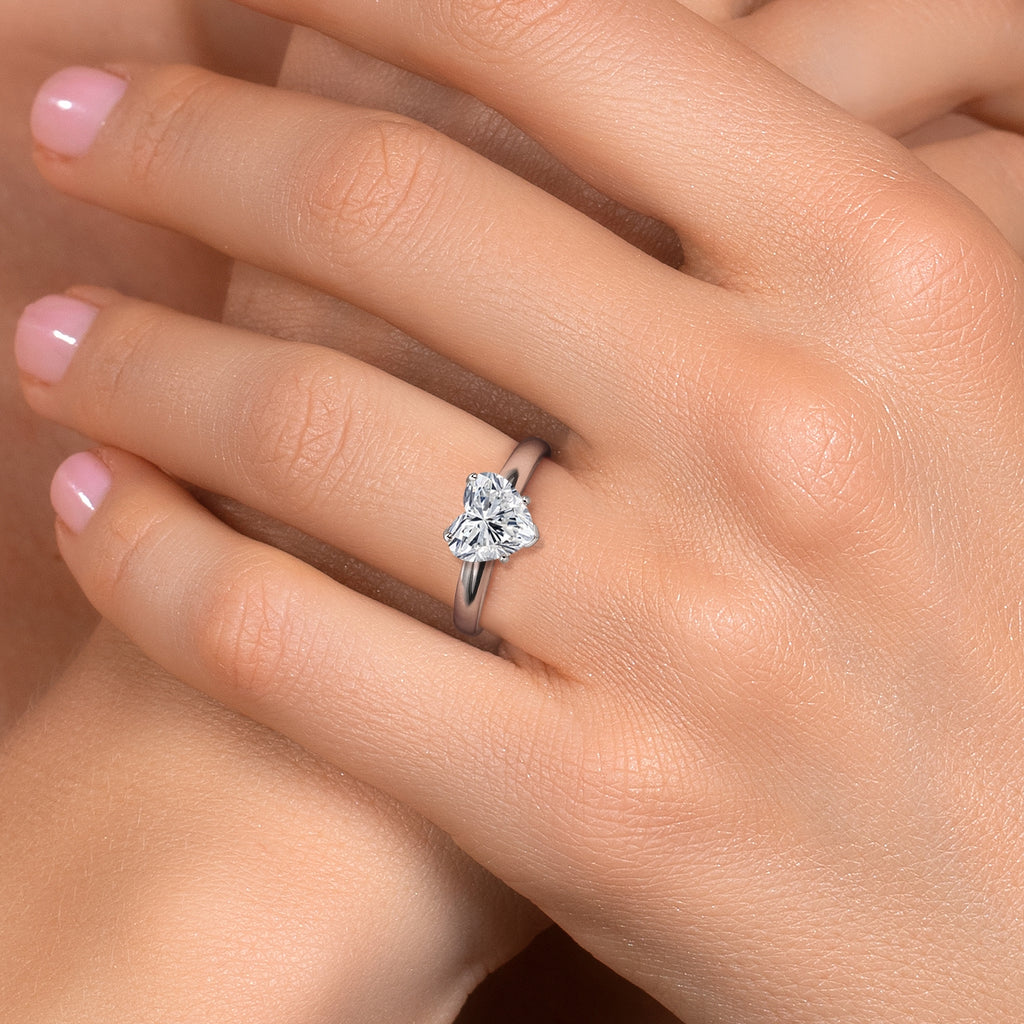 2.00 Ct 14K White Gold IGI Certified Lab Grown Diamond Engagement Ring For Women | Heart Shape | E-F Color | VS1-VS2 Clarity | Available in Size 5,6,7,8,9