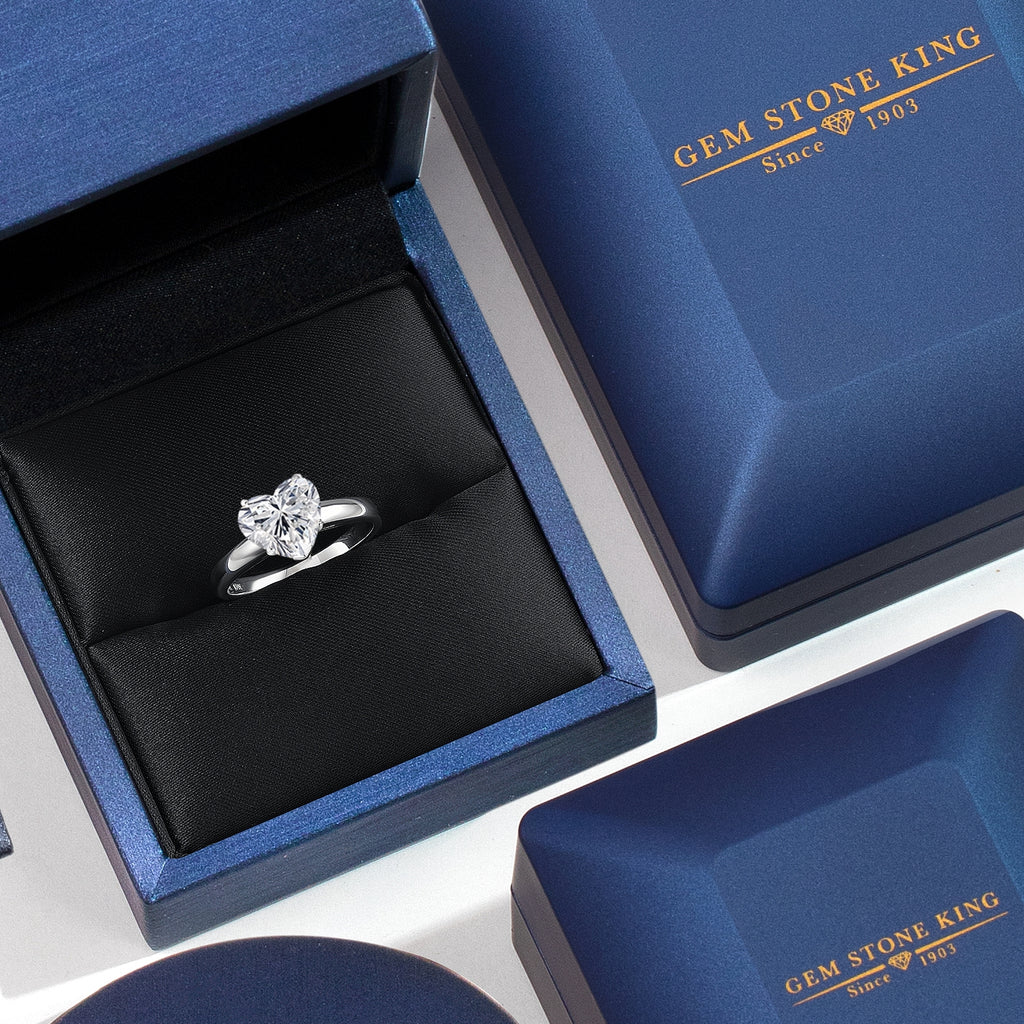 2.00 Ct 14K White Gold IGI Certified Lab Grown Diamond Engagement Ring For Women | Heart Shape | E-F Color | VS1-VS2 Clarity | Available in Size 5,6,7,8,9
