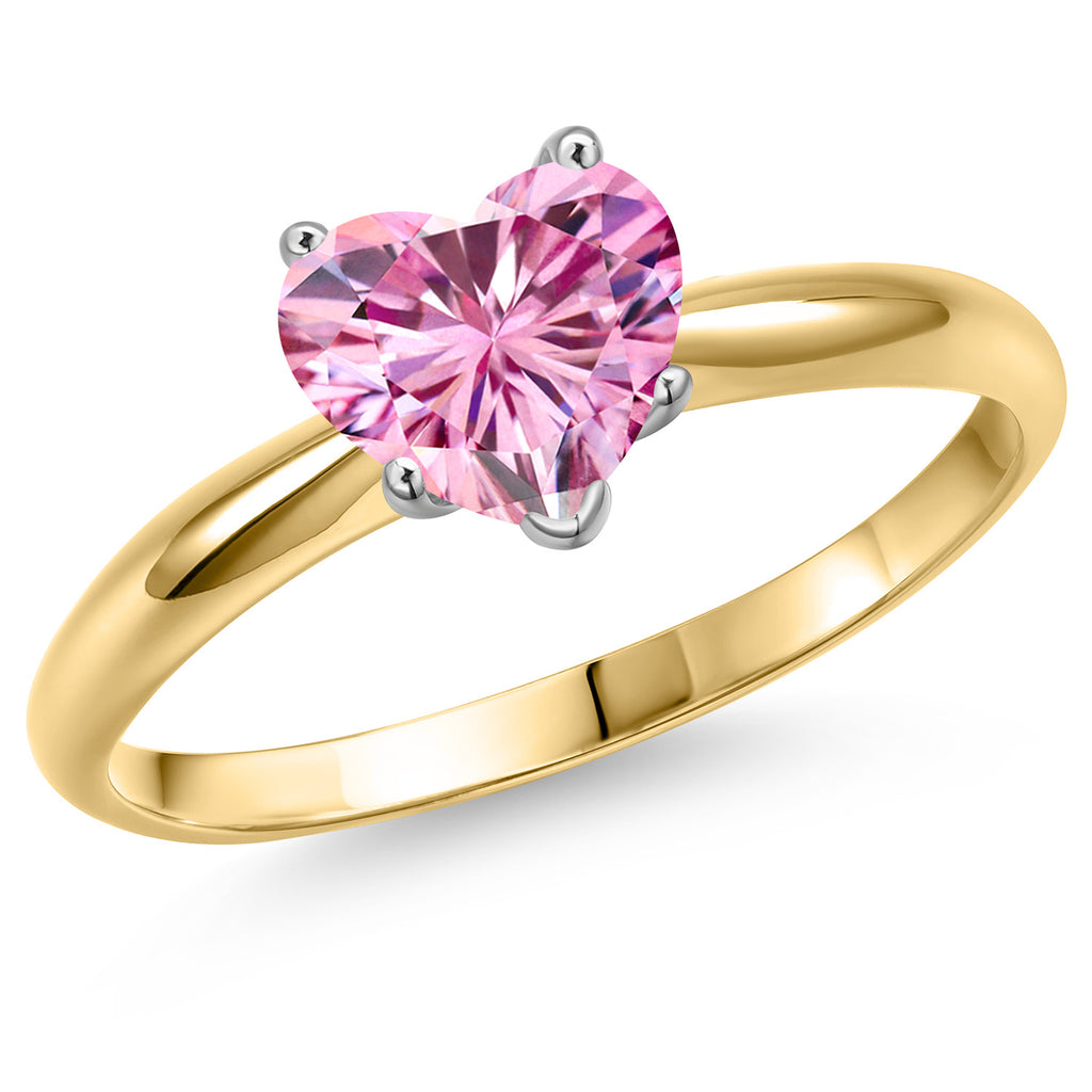 Pink Moissanite - April_8_Ring in 14K Two Tone Gold