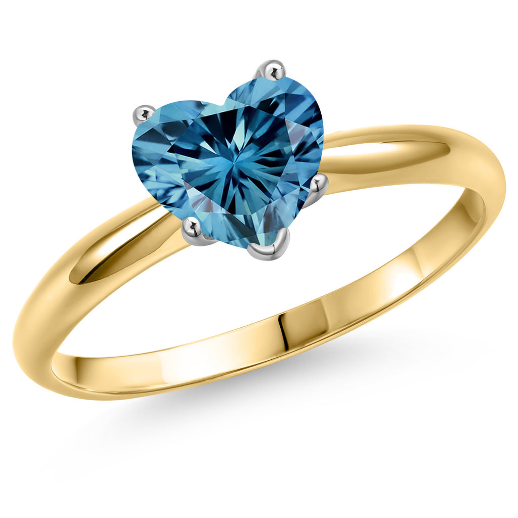 Persian Blue Moissanite - April_6_Ring in 14K Two Tone Gold