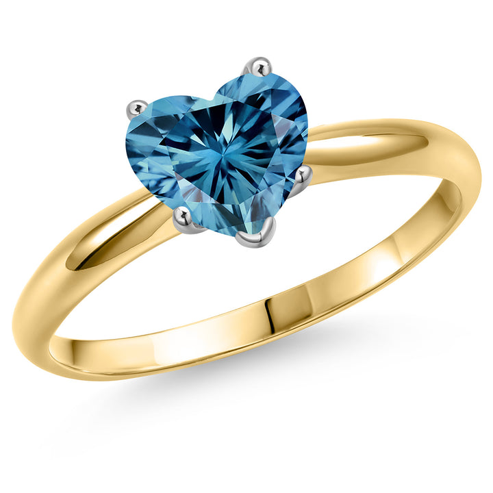 Persian Blue Moissanite - April_5_Ring in 14K Two Tone Gold