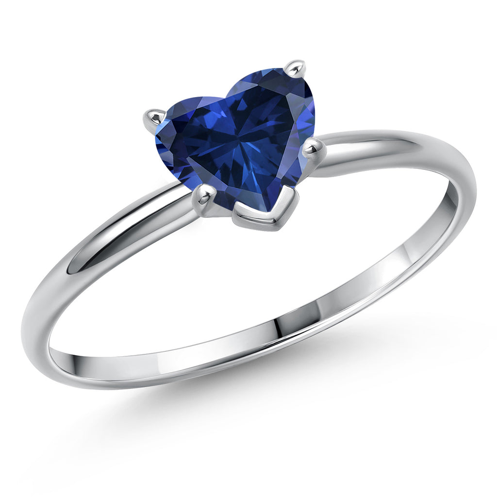 Blue Created Sapphire - September_7_Ring in 14K White Gold