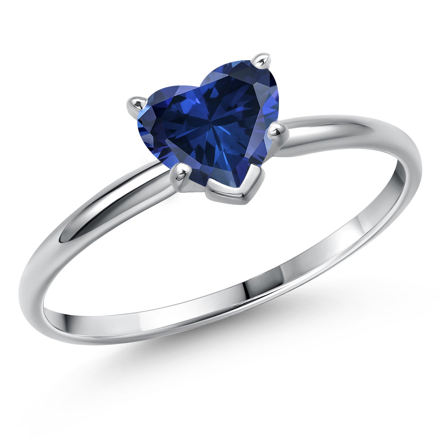 Blue Created Sapphire - September_8_Ring in 14K White Gold