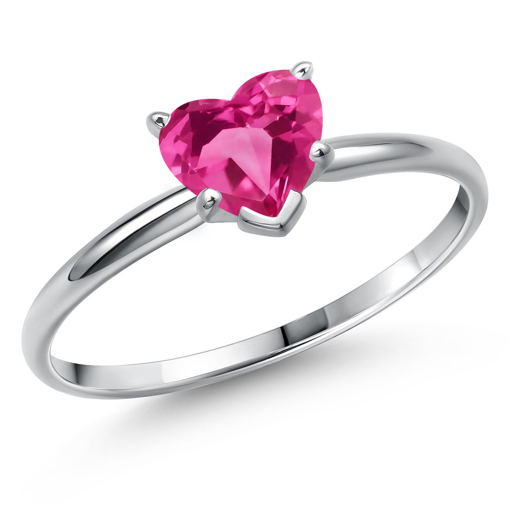 Pink Created Sapphire - September_9_Ring in 14K White Gold