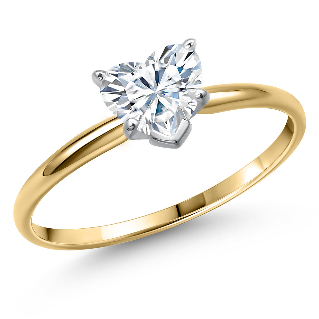 White Moissanite - April_5_Ring in 14K Two Tone Gold