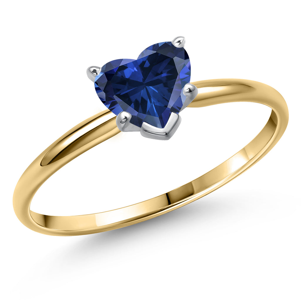 Blue Created Sapphire - September_8_Ring in 14K Two Tone Gold