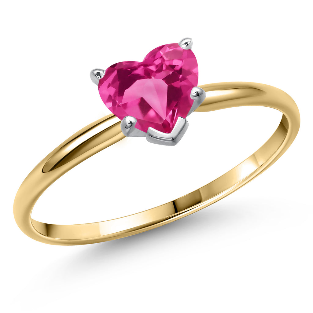 Pink Created Sapphire - September_5_Ring in 14K Two Tone Gold
