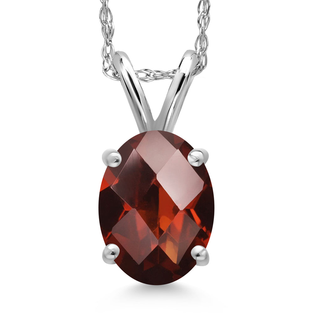 Garnet-Checkerboard - January_Pendant in 14K White Gold