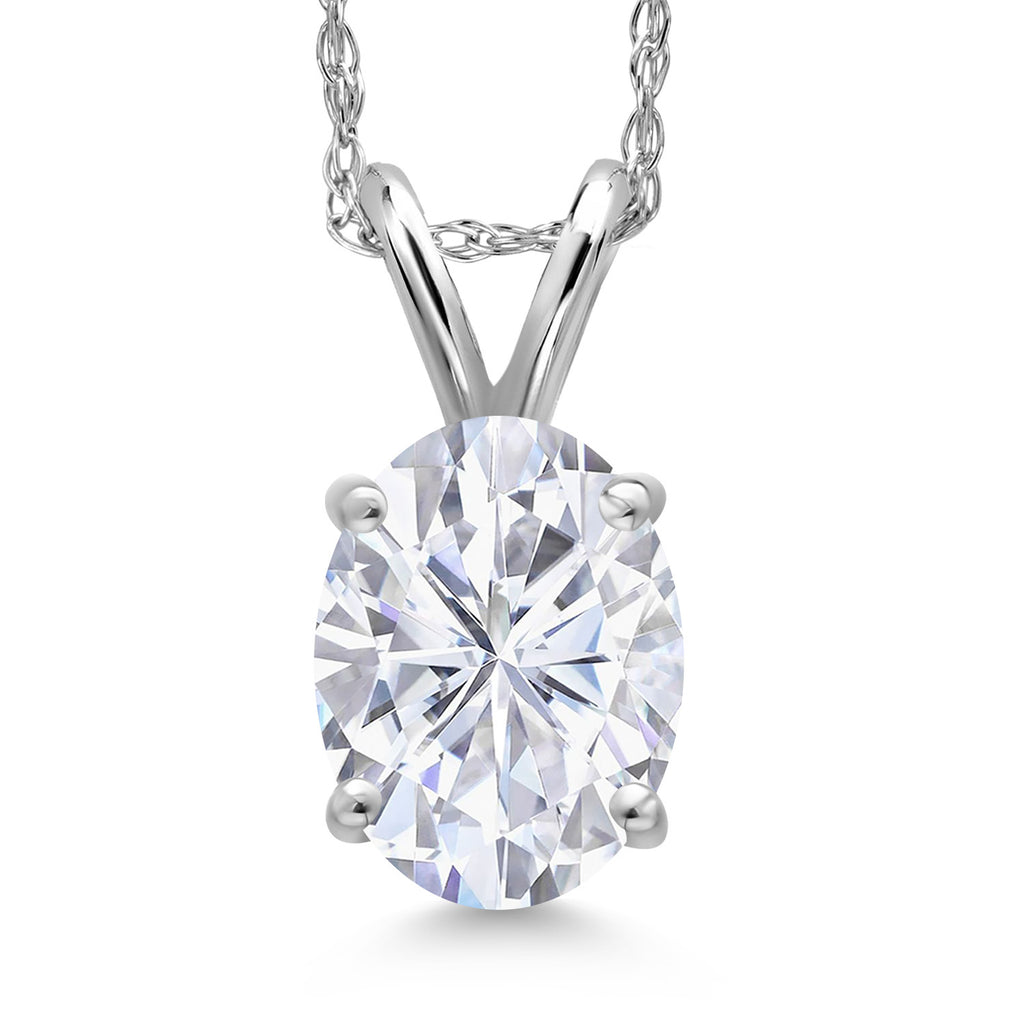 White Moissanite - April_Pendant in 14K White Gold