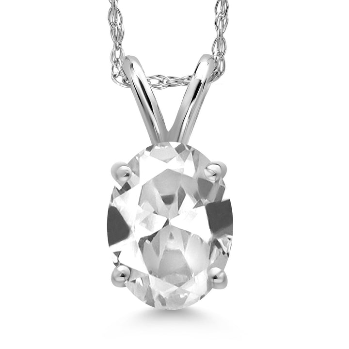 White Created Sapphire - September_Pendant in 14K White Gold