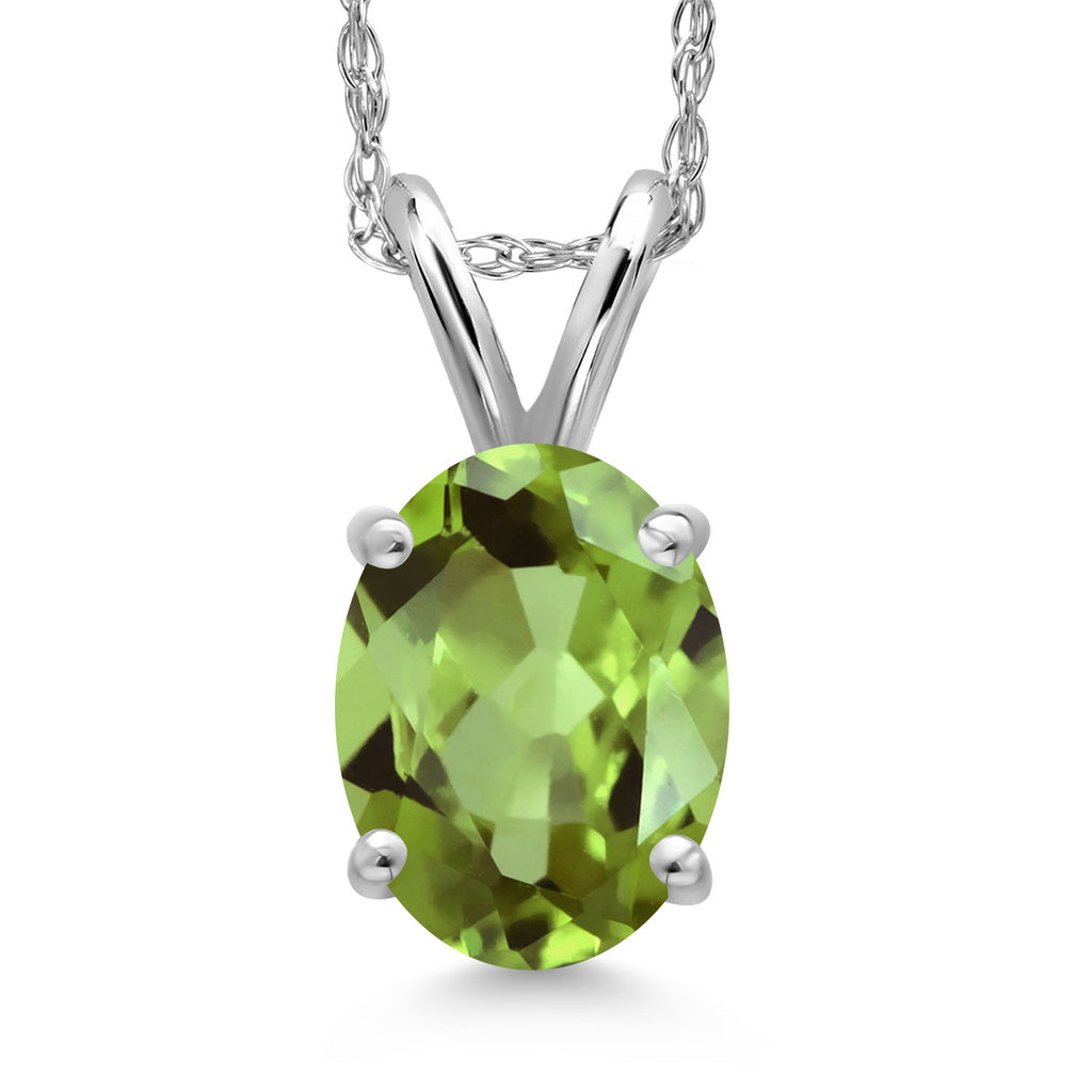 Peridot - August_Pendant in 14K White Gold