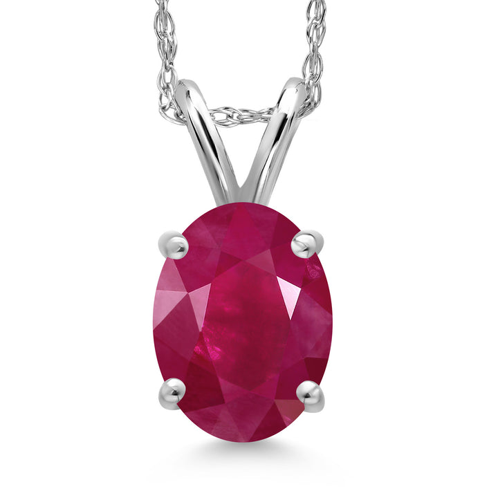 Ruby - July_Pendant in 14K White Gold