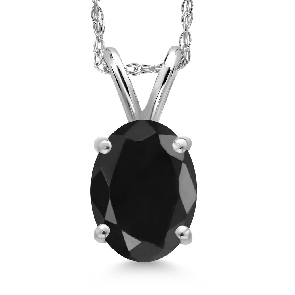 Black Sapphire - September_Pendant in 14K White Gold