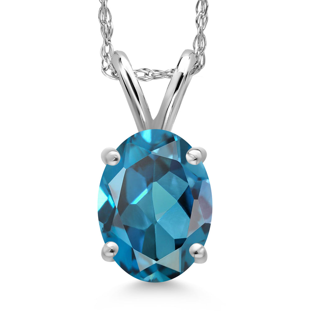 London Blue Topaz - November_Pendant in 14K White Gold