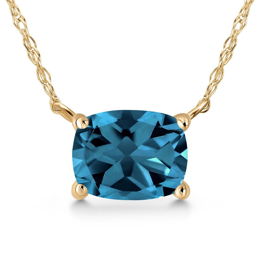 London Blue Topaz - November_Necklace in 14K Yellow Gold