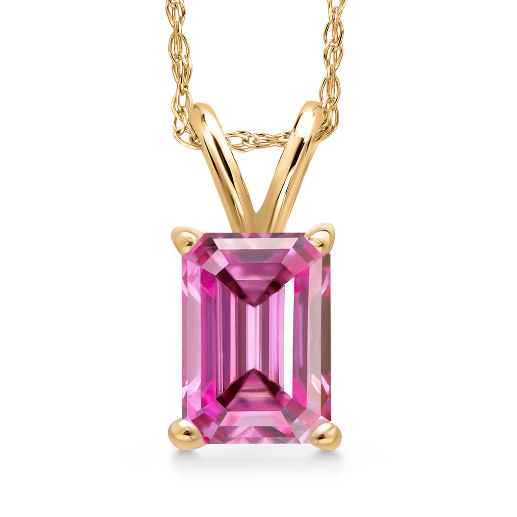 Pink Moissanite - April_Necklace in 14K Yellow Gold