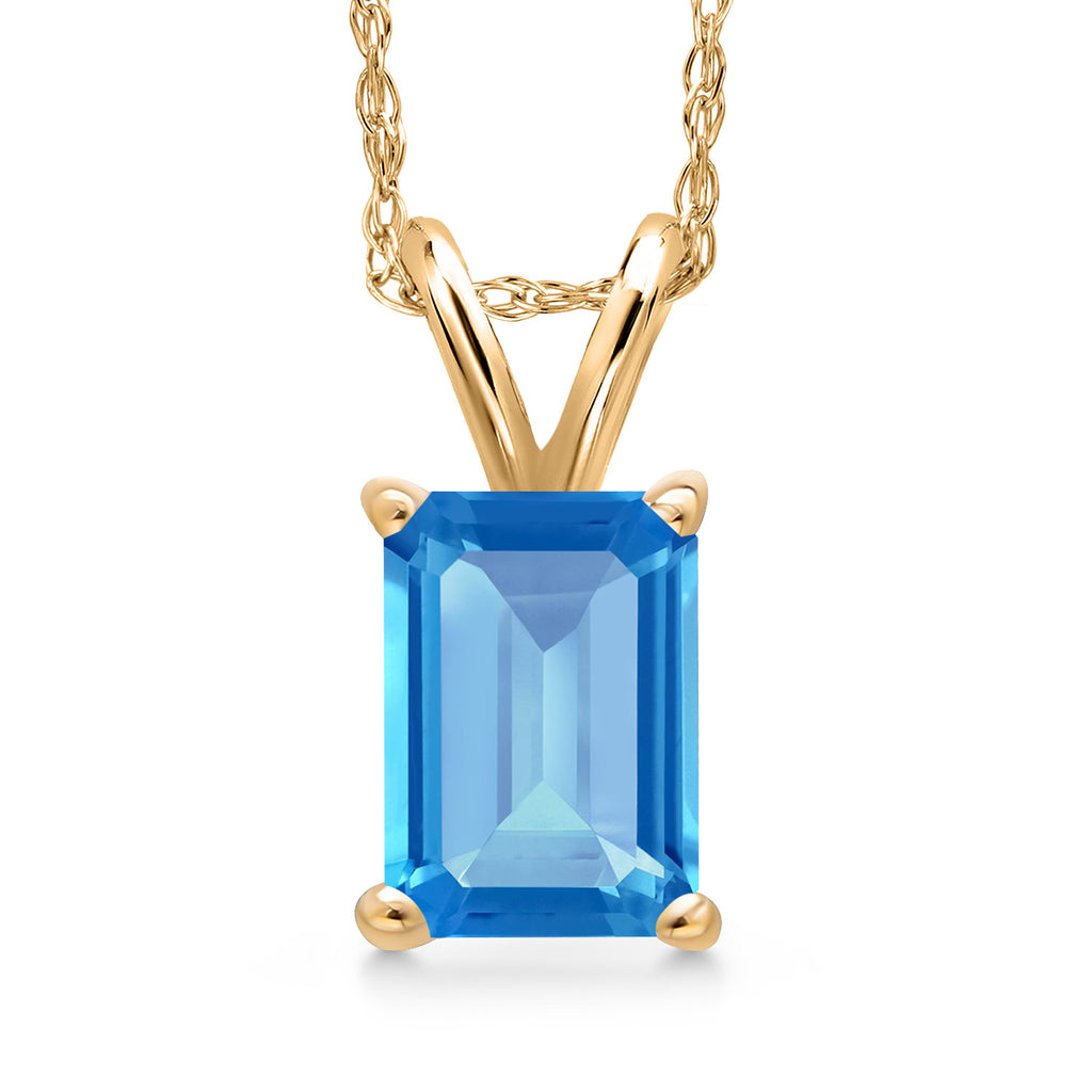 Swiss Blue Topaz - November_Necklace in 14K Yellow Gold