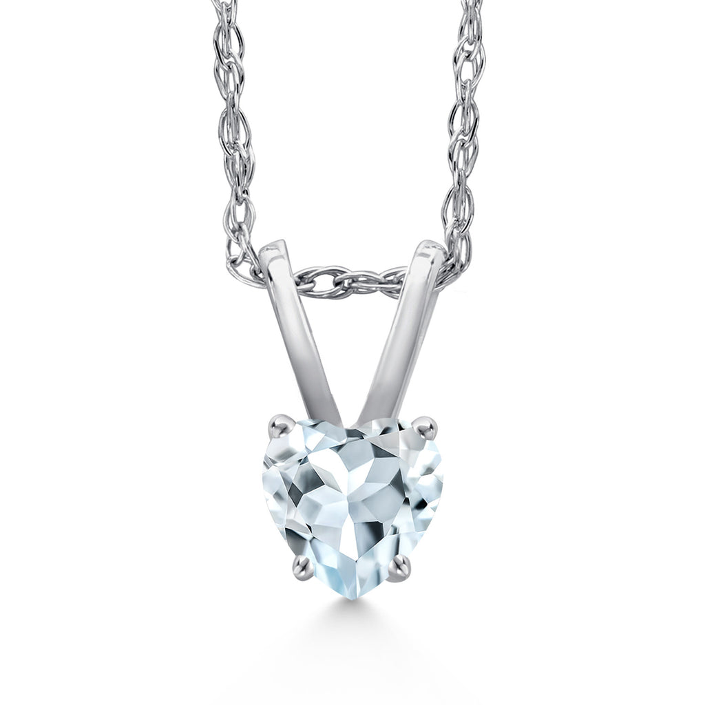 Aquamarine - March_Pendant in 14K White Gold