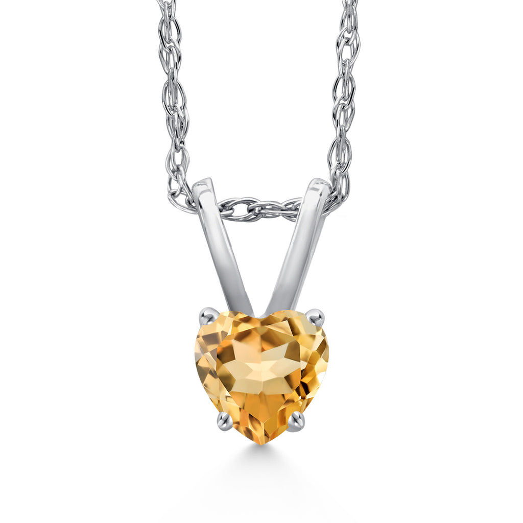 Citrine - November_Pendant in 14K White Gold