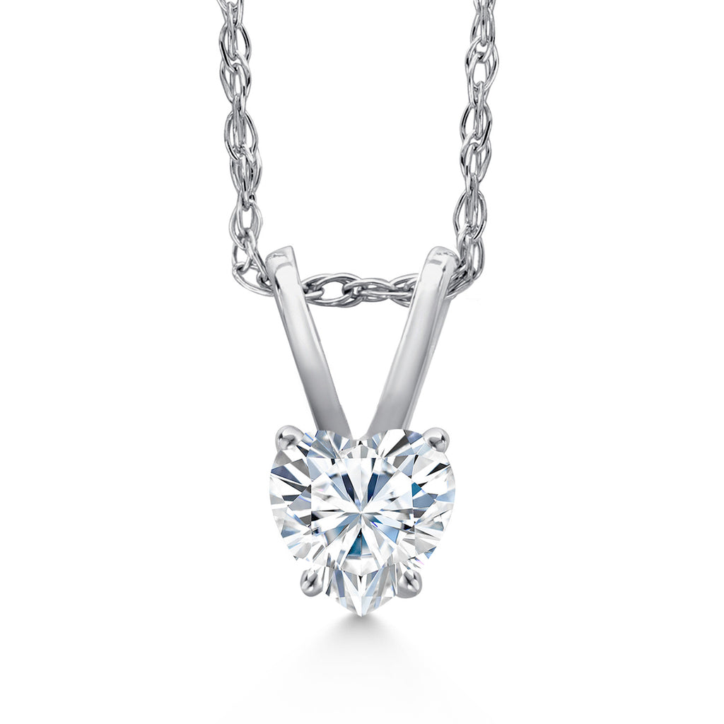 White Moissanite - April_Pendant in 14K White Gold