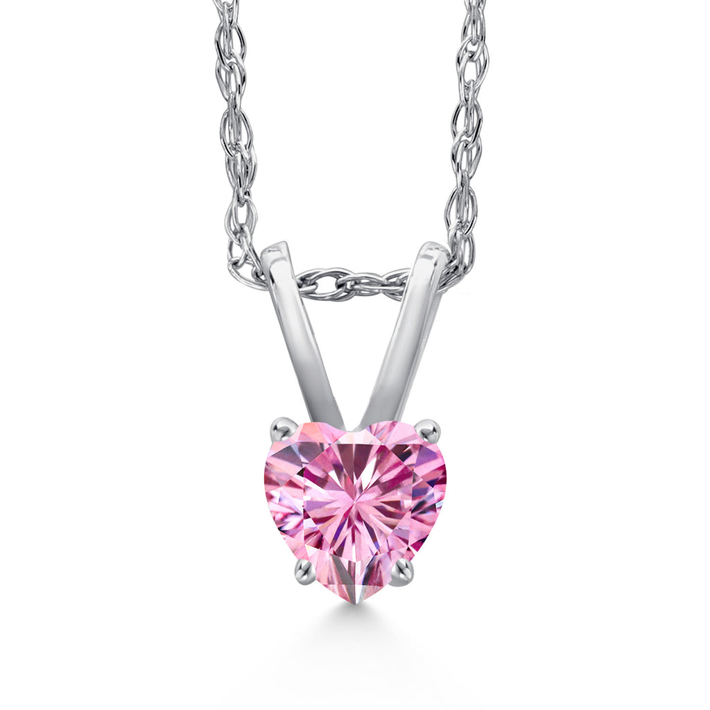 Pink Moissanite - April_Pendant in 14K White Gold