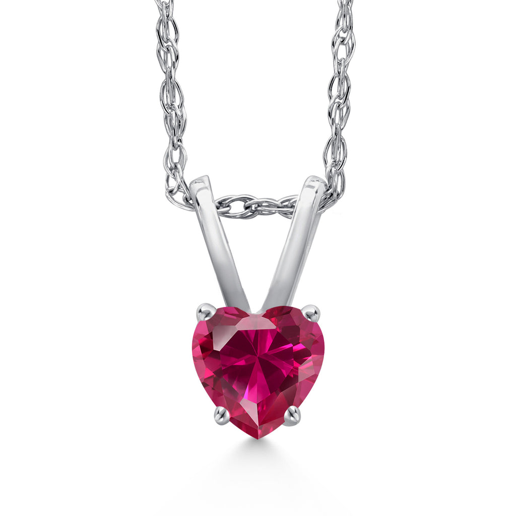 Created Ruby - July_Pendant in 14K White Gold