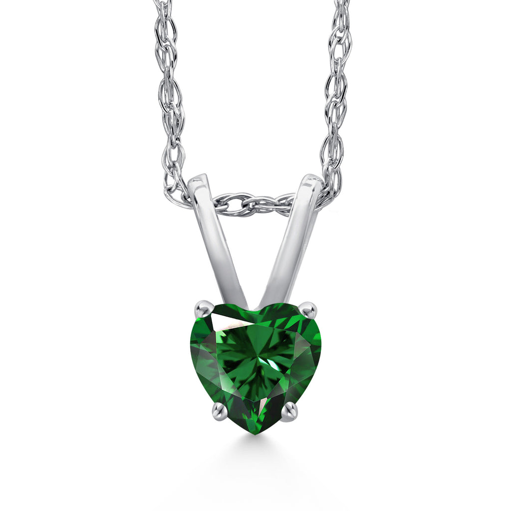 Nano Emerald - May_Pendant in 14K White Gold
