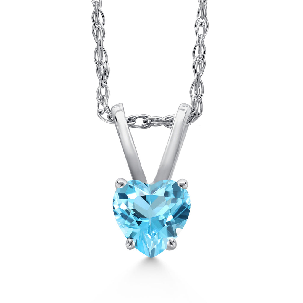 Swiss Blue Topaz - November_Pendant in 14K White Gold