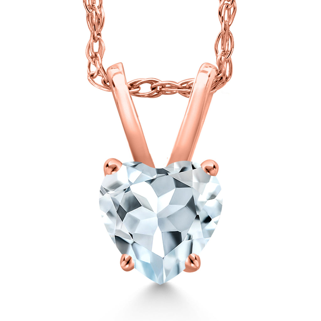Aquamarine - March_Pendant in 14K Rose Gold