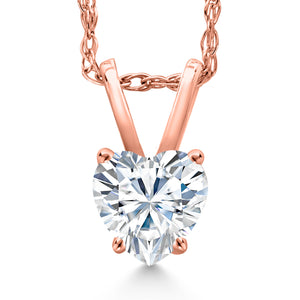 White Moissanite - April_Pendant in 14K Rose Gold