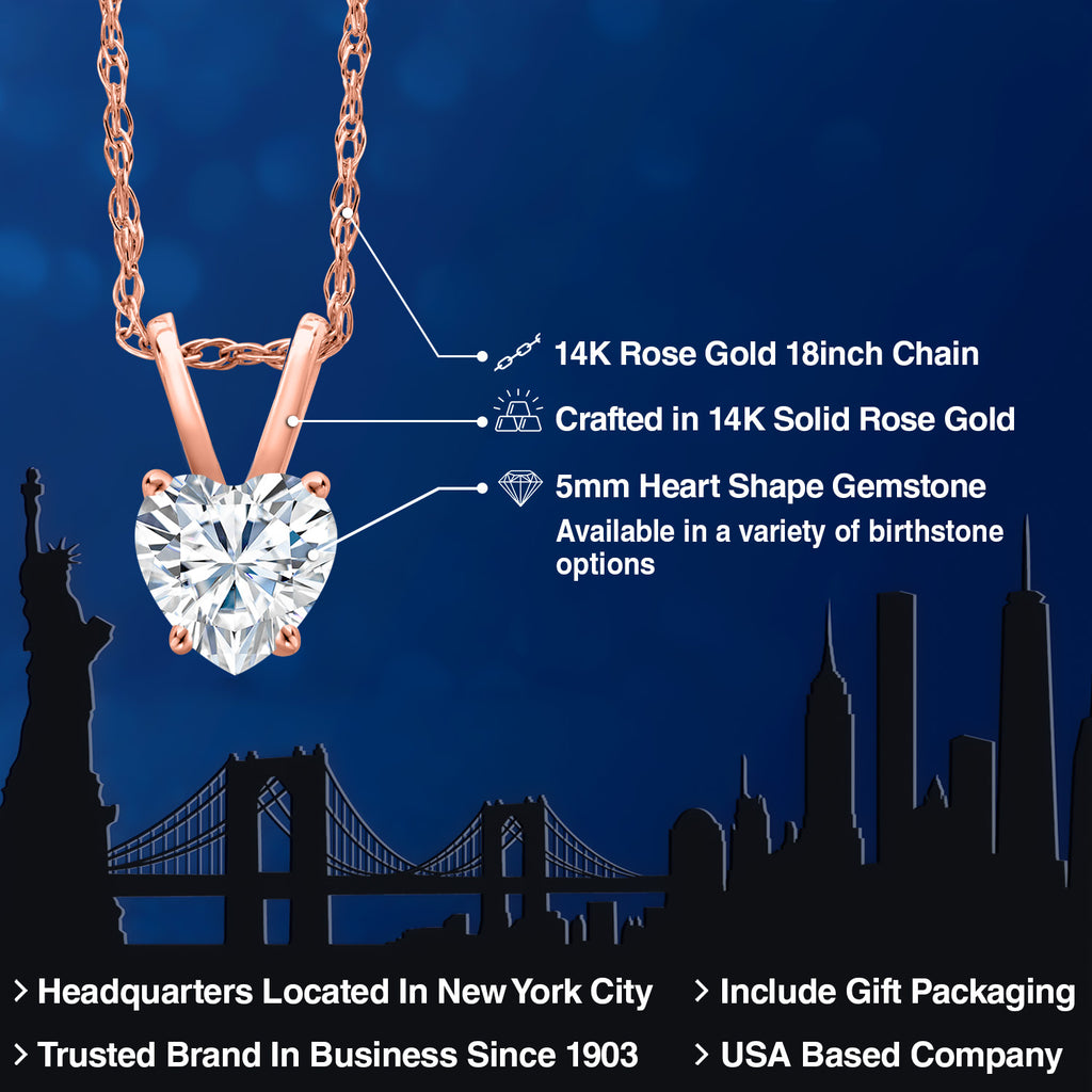 White Moissanite - April_Pendant in 14K Rose Gold