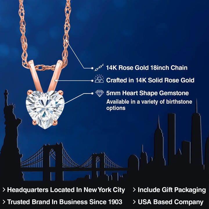 White Moissanite - April_Pendant in 14K Rose Gold