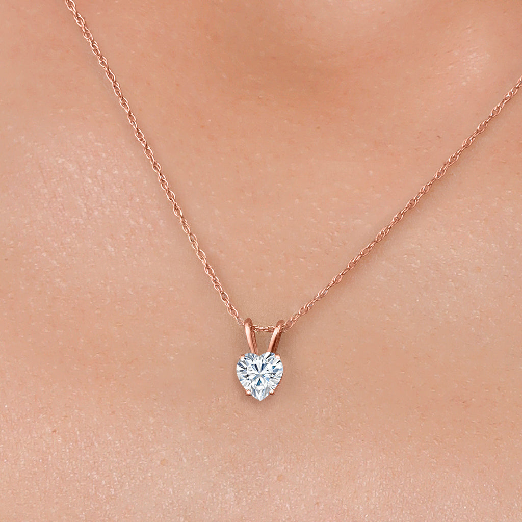 White Moissanite - April_Pendant in 14K Rose Gold