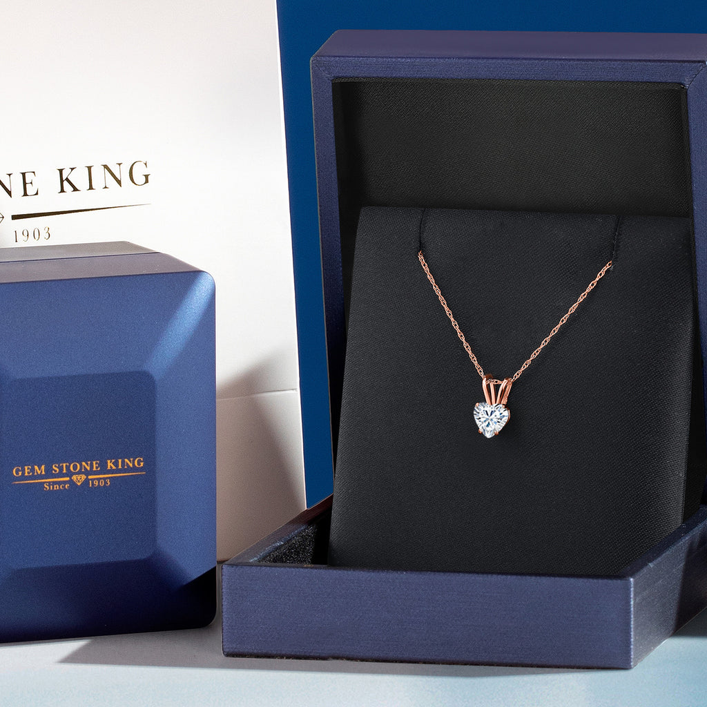 White Moissanite - April_Pendant in 14K Rose Gold