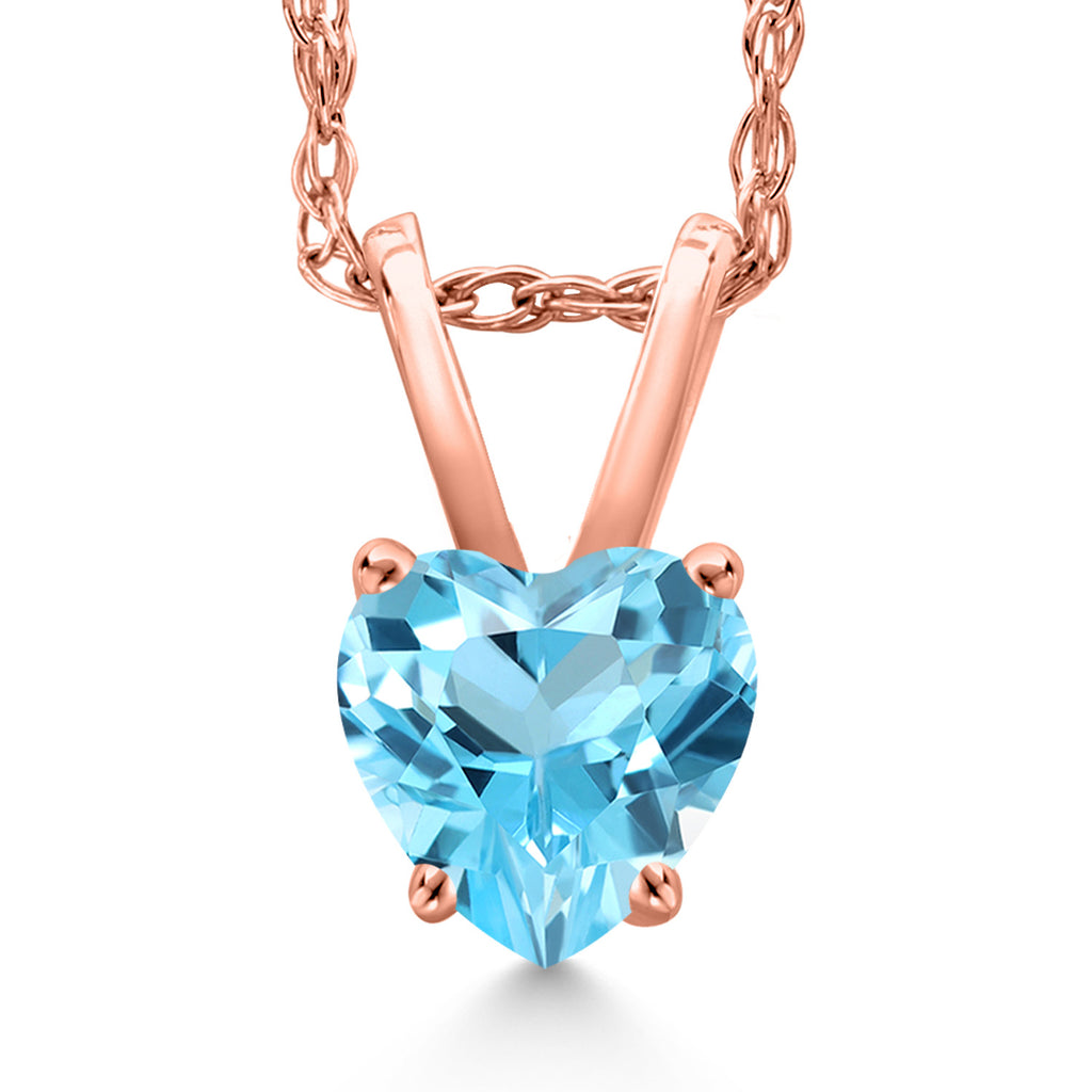 Swiss Blue Topaz - November_Pendant in 14K Rose Gold