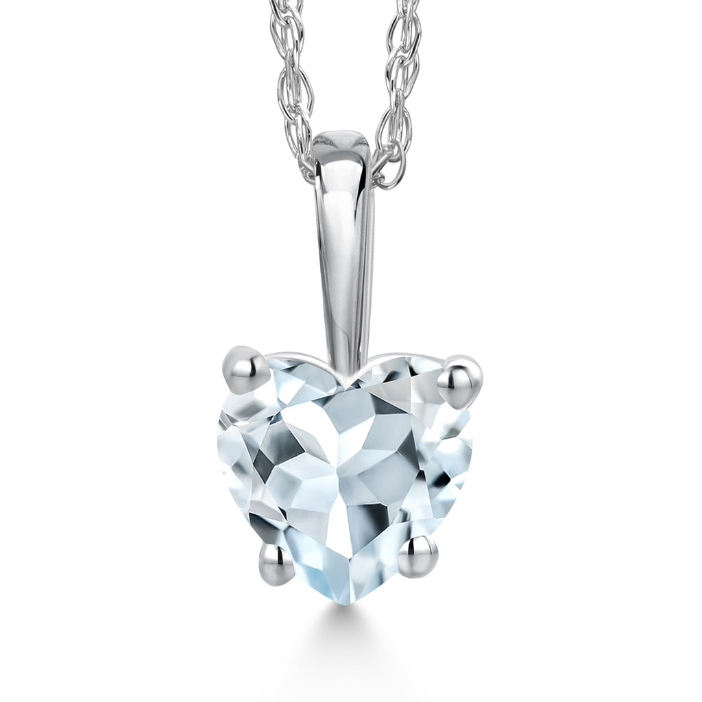 Aquamarine - March_Pendant in 14K White Gold