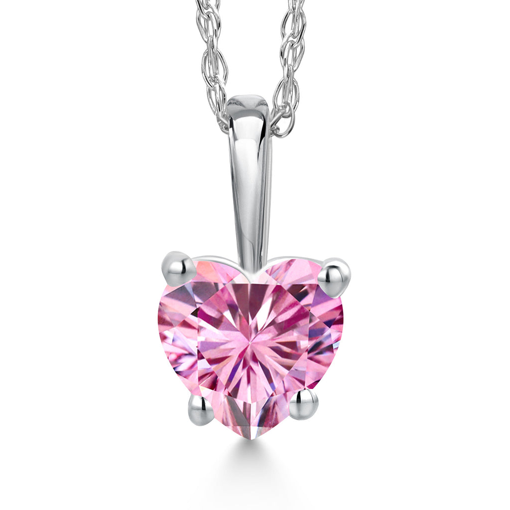 Pink Moissanite - April_Pendant in 14K White Gold