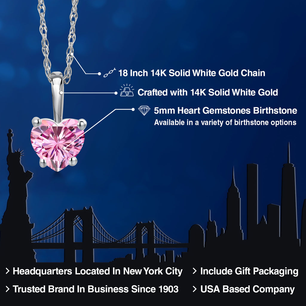 Pink Moissanite - April_Pendant in 14K White Gold