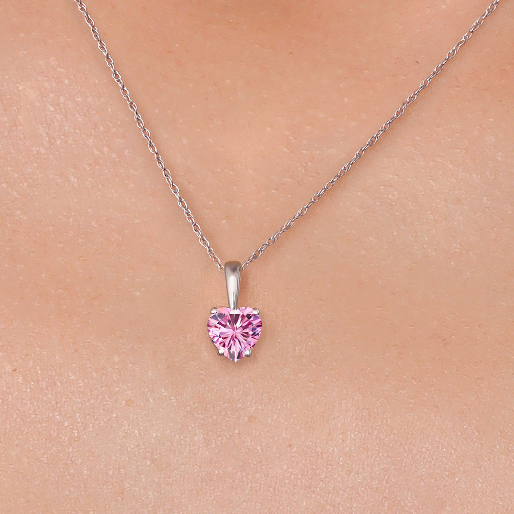 Pink Moissanite - April_Pendant in 14K White Gold