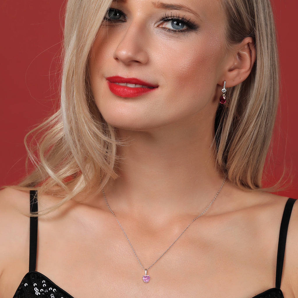 Pink Moissanite - April_Pendant in 14K White Gold