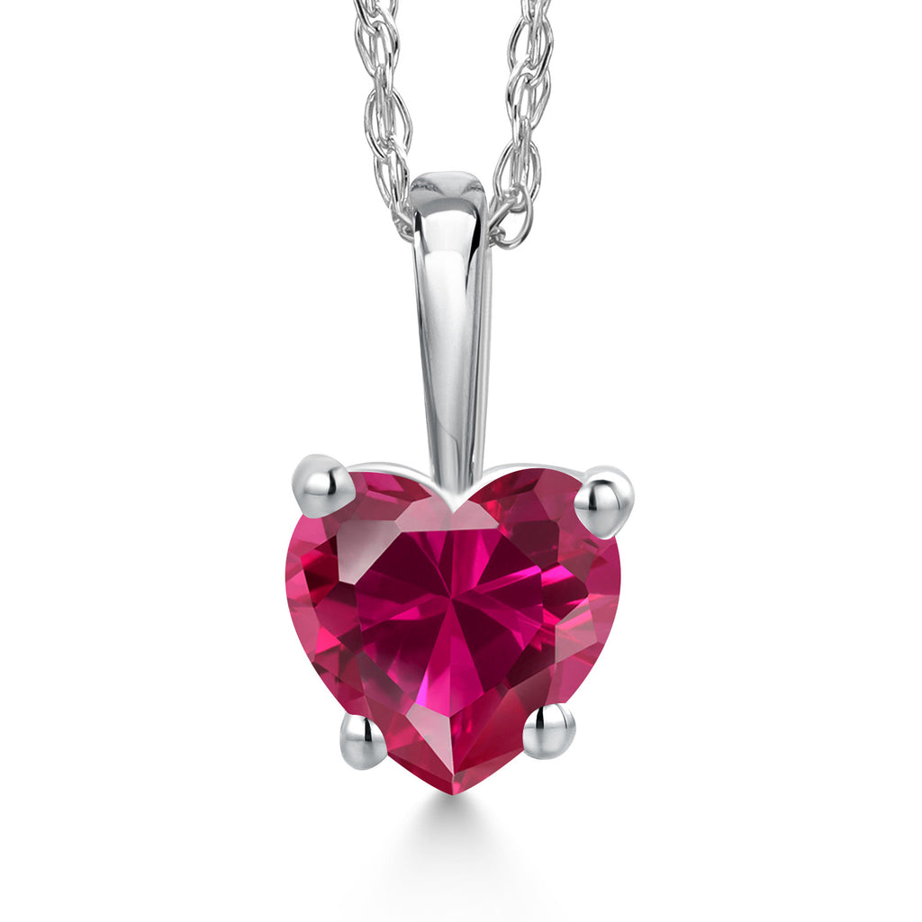 Created Ruby - July_Pendant in 14K White Gold