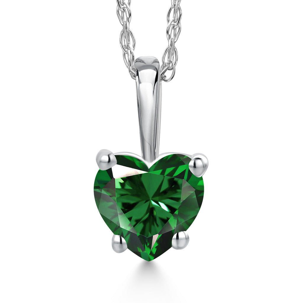 Nano Emerald - May_Pendant in 14K White Gold