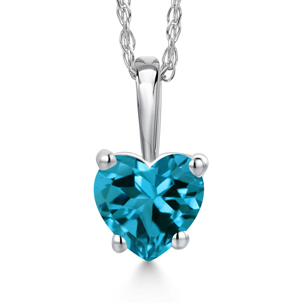 London Blue Topaz - November_Pendant in 14K White Gold