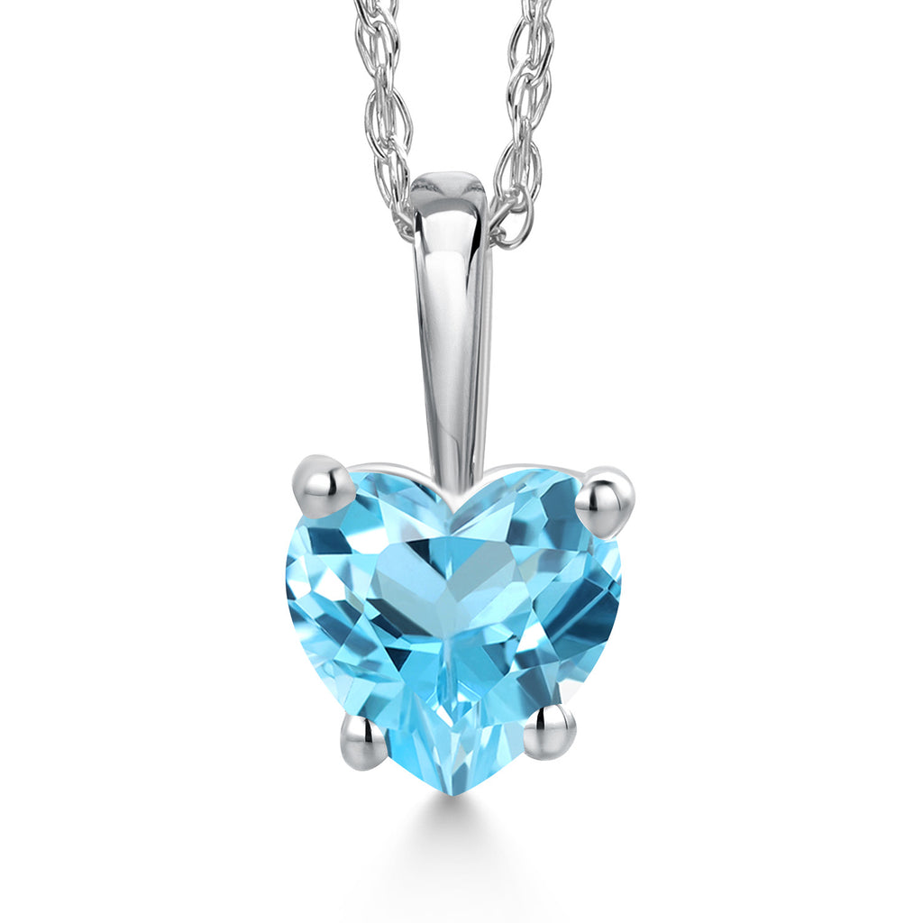 Swiss Blue Topaz - November_Pendant in 14K White Gold