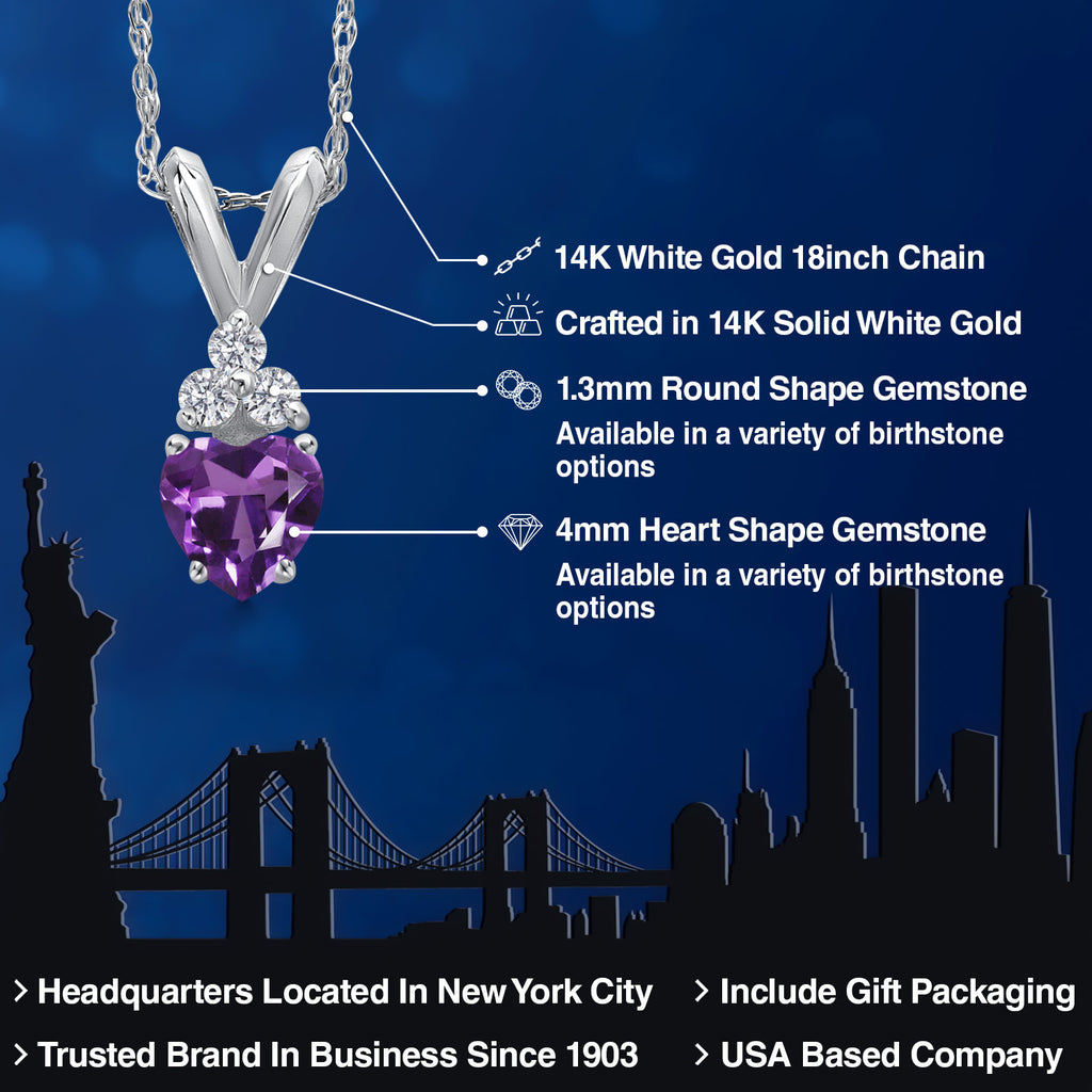 Amethyst - February_Pendant in 14K White Gold
