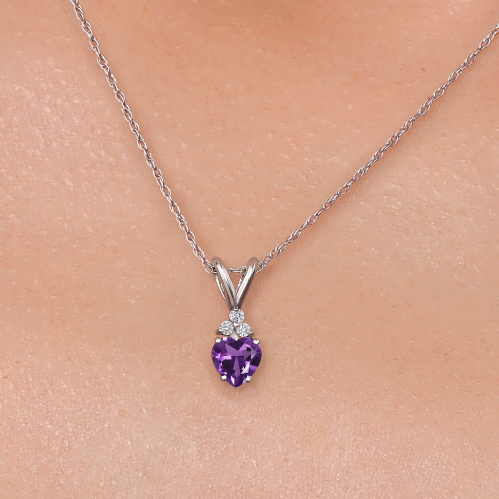 Amethyst - February_Pendant in 14K White Gold
