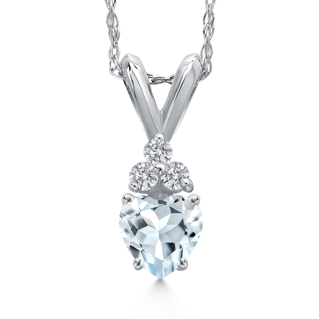 Aquamarine - March_Pendant in 14K White Gold