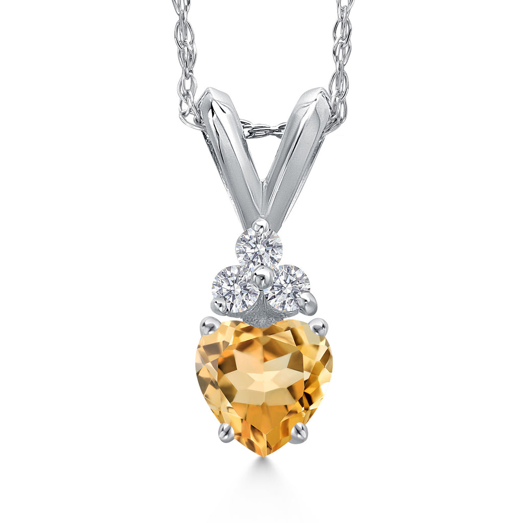 Citrine - November_Pendant in 14K White Gold