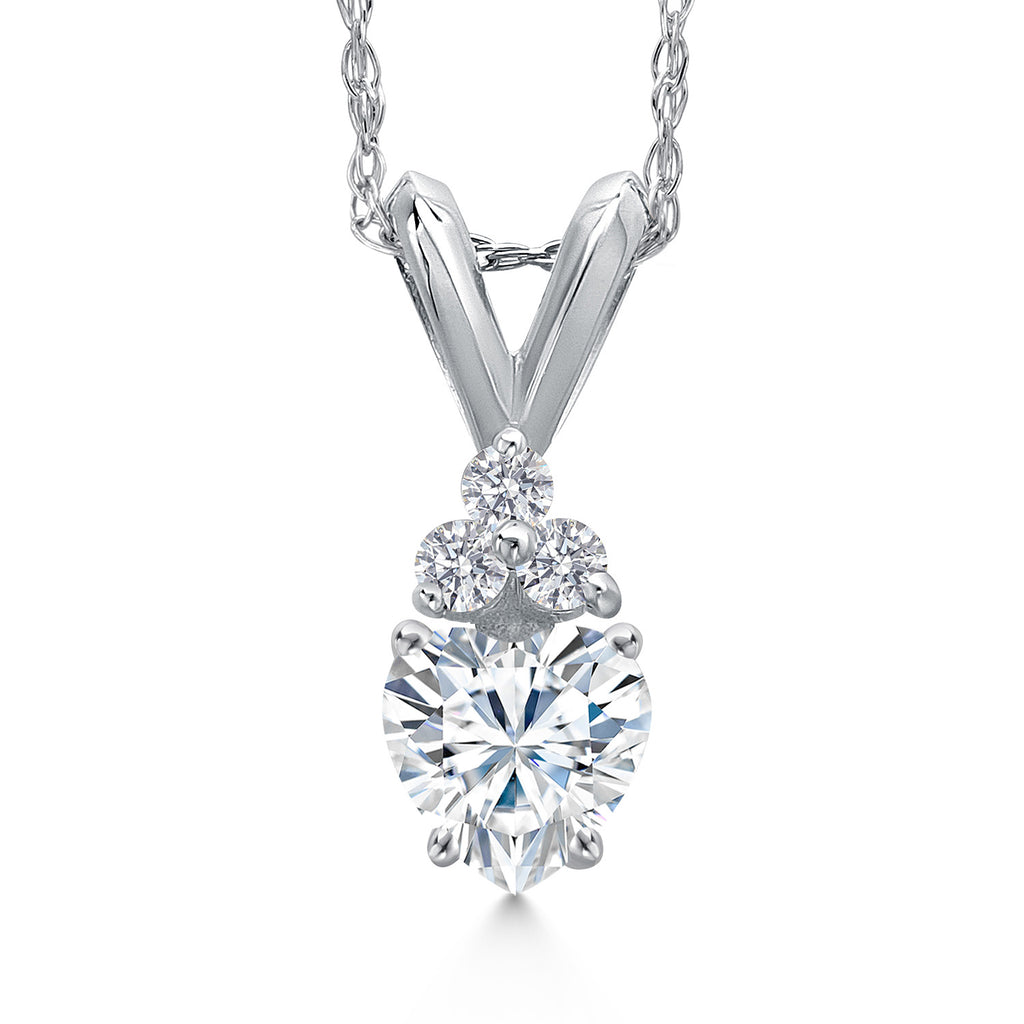 White Moissanite - April_Pendant in 14K White Gold